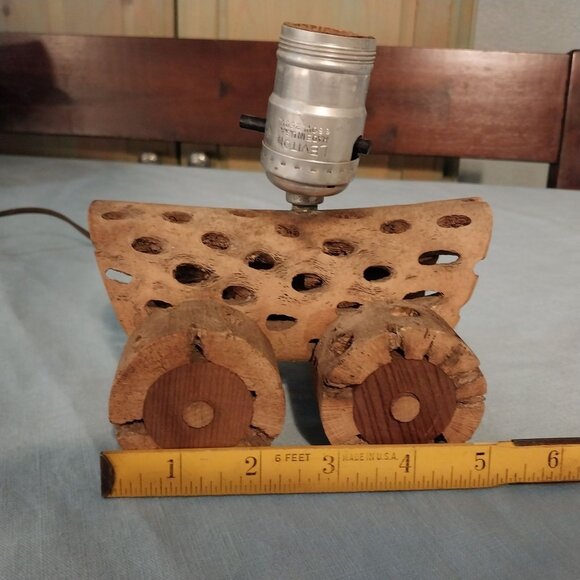 Vintage Western Wagon Lamp Cholla Wood Cactus Base WORKS - Picture 8 of 8